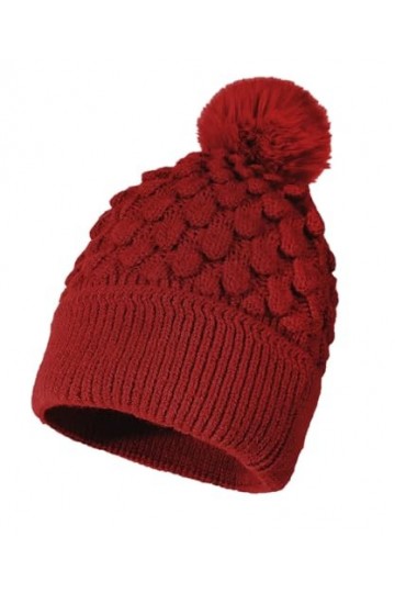 JFAN Bonnet Tricoté Pompon Fourrure Femme dhiver Bonnets Hiver Chaud Chic Casquettes Bonnet Unisex Doublure,Rouge,Taille Uni