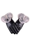 CCTUNG Gants en Coton Femmes Gants dhiver Faux Rabbit PU Le Cuir Tactile Mittens Lady Femme Drive DExtérieur Gants Chauds-W