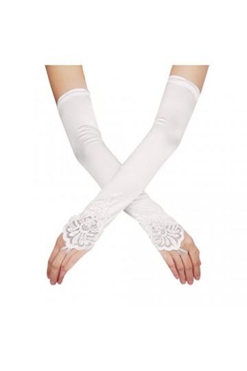 Gants Rouges coude Longs Gants de fête percés Mitaines de Longueur Extensibles for Femmes isolées par Temps Froid Confortable