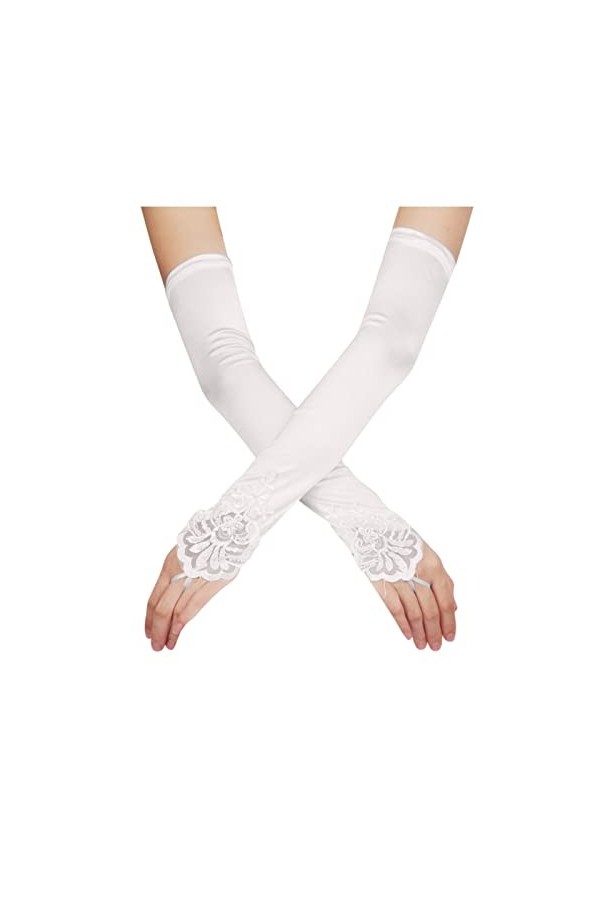 Gants Rouges coude Longs Gants de fête percés Mitaines de Longueur Extensibles for Femmes isolées par Temps Froid Confortable