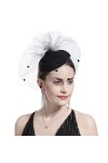 IBLUELOVER Chapeau Bibi Fascinator Femme Mariée en Voile et Laine Chapeau Mariage Mini Béret Chapeau Melon Elégant Accessoire