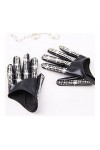 Gants dhiver Mode Femme Half de Palm Gants Ladys Rouge Blanc Blanc PU Gants en Cuir Hip-HOP SHINESTONE DIY DANDANT Gants C