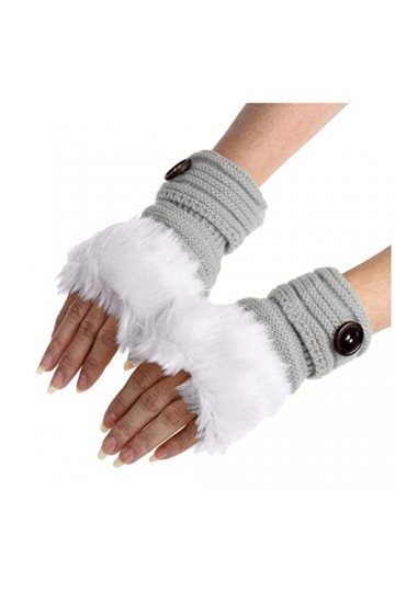 wrtgerht Femmes Filles Winte rWarm Faux Lapin en Peluche Poignet Gants sans Doigts Mitaines Thermique Chaud Gants Manchettes 