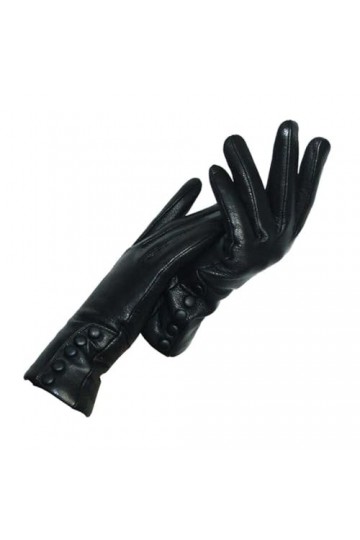Pulcykp Gants en cuir doux et épais avec nœud pour femme - Pour lhiver et lautomne - Noir, standard, 9