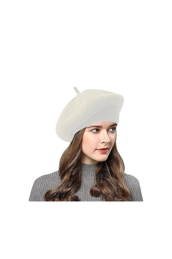 CheChury Béret Français Chapeau Laine Chapeau de Béret Femme Chapeaux Classique Français Bonnet Automne Béret Basco Chaud Tri