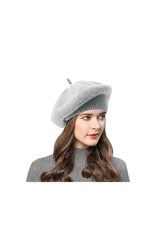 CheChury Béret Français Chapeau Laine Chapeau de Béret Femme Chapeaux Classique Français Bonnet Automne Béret Basco Chaud Tri