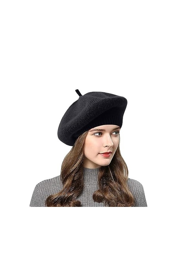 CheChury Béret Français Chapeau Laine Chapeau de Béret Femme Chapeaux Classique Français Bonnet Automne Béret Basco Chaud Tri