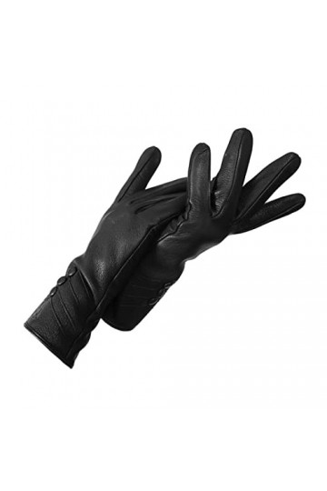 Gants dhiver et de printemps pour femme en cuir véritable imitation cerf 70 % laine doublée