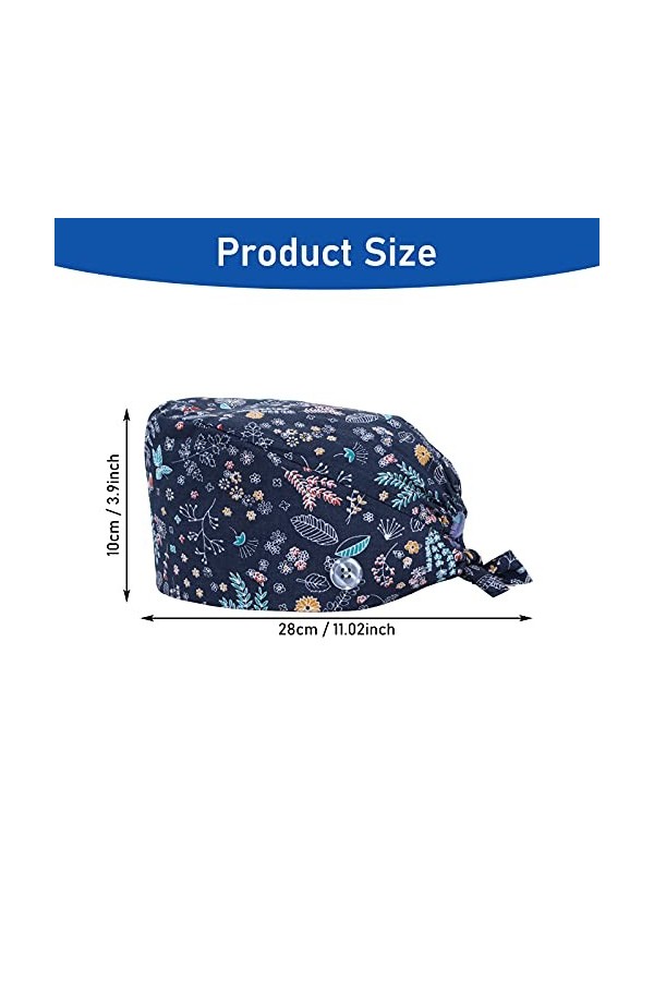 3 Pièces Calot Chirurgien Femme Chapeaux de Travail avec Boutons Noués à Dos Sweatband Chapeau Réglable Capuche Casquette Que