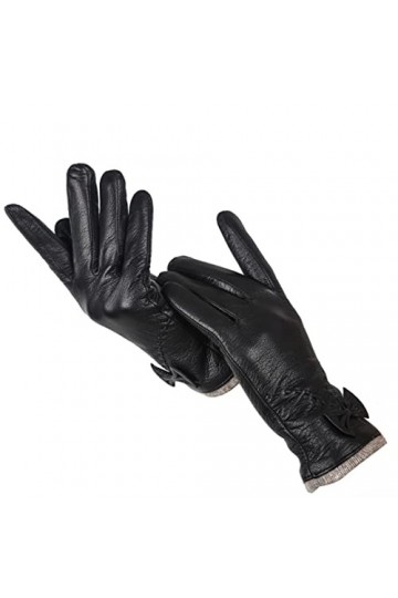 Gants dextérieur en fausse peau de mouton pour femme Noir Pointure 40