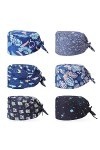 XiYee 6 Pièces Chapeaux de Travail, Réglable Imprimé Coton Bonnet Casquette Turban, Unisexe Chapeau de beauté avec Bandeau Ab