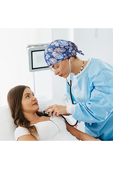 XiYee 6 Pièces Chapeaux de Travail, Réglable Imprimé Coton Bonnet Casquette Turban, Unisexe Chapeau de beauté avec Bandeau Ab