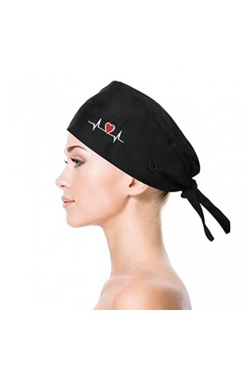 Calot Chirurgien Femme Bonnet de Travail Réglable avec Boutons Calot Cuisine Chirurgical Chapeau dInfirmière Bandeau en Coton