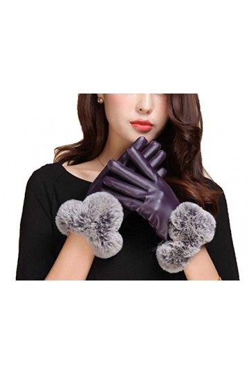 Gants En Cuir Chaud DHiver Femelle Young Styles Épaissie Conduisant Des Gants De Mode Moufles Duveteuses Moufles Color : Pu