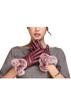 Gants En Cuir Chaud DHiver Femelle Young Styles Épaissie Conduisant Des Gants De Mode Moufles Duveteuses Moufles Color : Pu