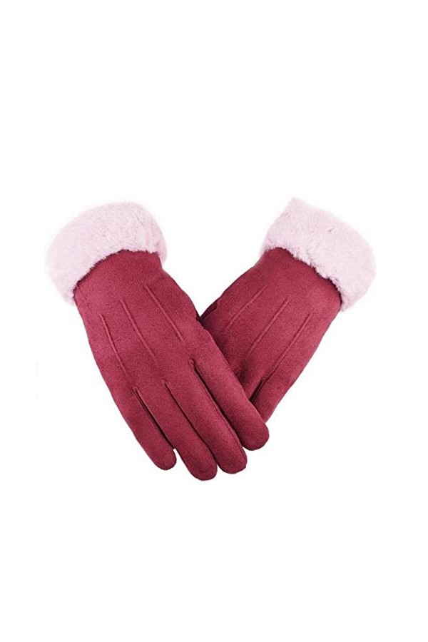 BEQUAH Gants pour femmes, gants dautomne et dhiver, mitaines chaudes en fourrure mignonnes moufles à doigts complets pour f