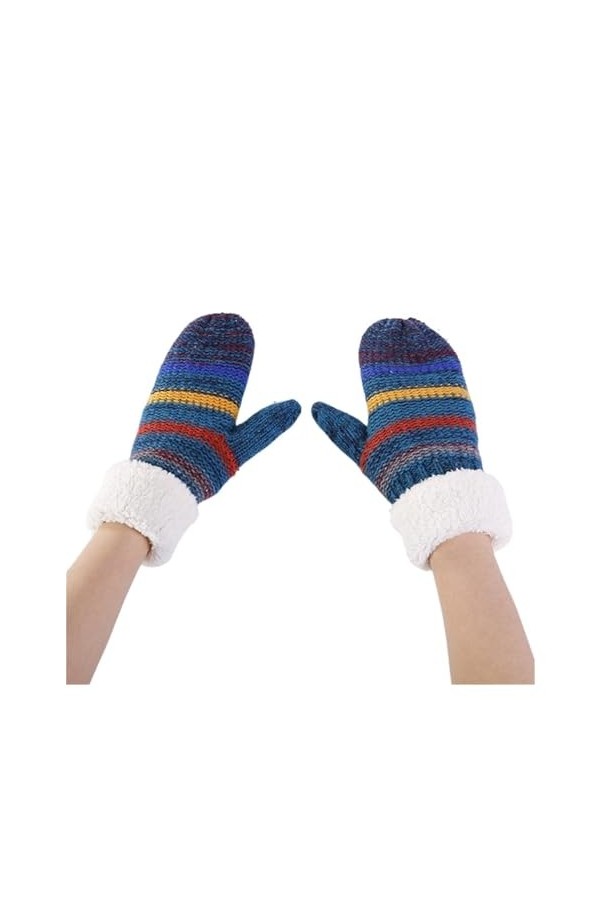 ERICAT Gants dhiver for femmes, mitaines tricotées épaisses et chaudes Color : Blue, Size : 1 Size 