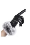 Gants dhiver 1 Paire de Gants pour Femmes en Cuir PU/Velours en Daim Gants de Conduite dhiver en Fourrure de Lapin Chauds e