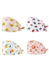 SIMYJOY 4 Pièces Casquettes Bouffantes avec Boutons Bandeau Réglable Casquettes de Travail Turban en Coton Bonnet Imprimées C