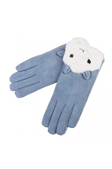 Gants dhiver en daim pour femme - Automne et hiver - En velours épais et fin - Chaud - Pour étudiant - Mignons - Pour la con