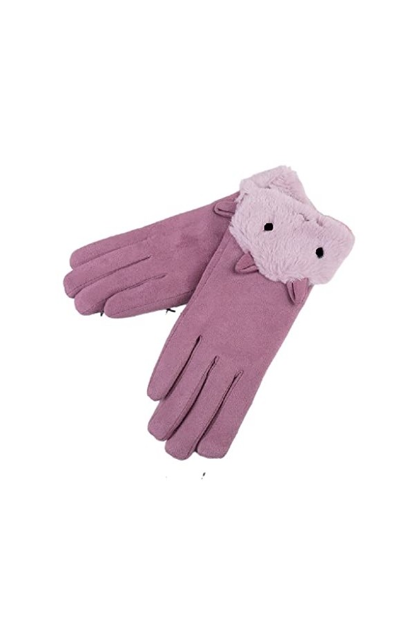 Gants dhiver en daim pour femme - Automne et hiver - En velours épais et fin - Chaud - Pour étudiant - Mignons - Pour la con