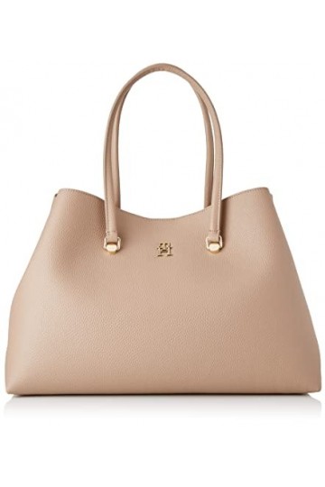Tommy Hilfiger Sac Femme TH Emblem Workbag Fermeture Éclair, Marron Oat Milk , Taille Unique