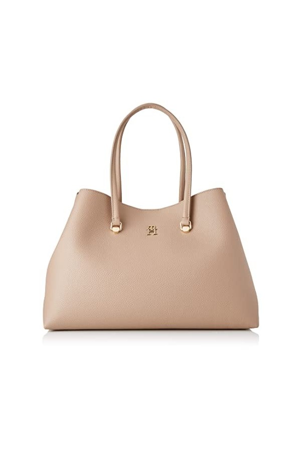 Tommy Hilfiger Sac Femme TH Emblem Workbag Fermeture Éclair, Marron Oat Milk , Taille Unique