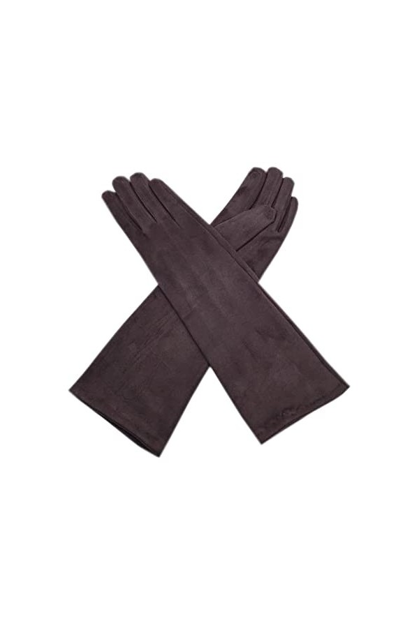 Gants Gants dhiver pour dames gants en cuir longueur de velours 35CM manches en cuir velours mode épais gants pour dames Co