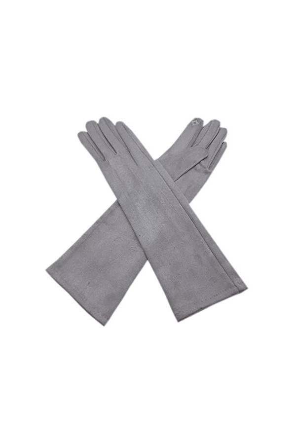 Gants Gants dhiver pour dames gants en cuir longueur de velours 35CM manches en cuir velours mode épais gants pour dames Co