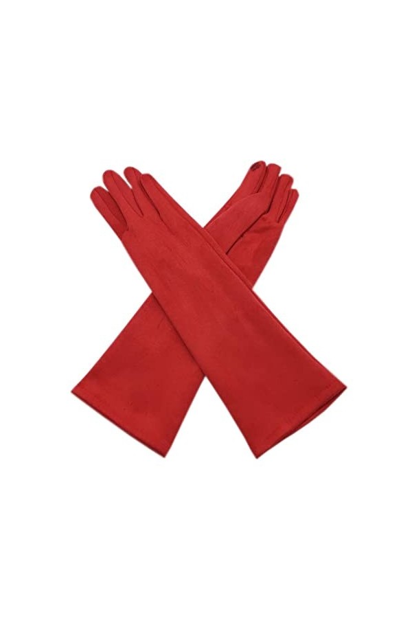 Gants Gants dhiver pour dames gants en cuir longueur de velours 35CM manches en cuir velours mode épais gants pour dames Co