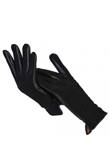 Gants simples courts pour femmes, gants en cuir véritable de haute qualité, gants en cuir nubuck, gants en cuir noir pour fem