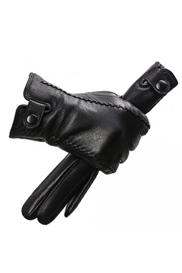 Gants tendance en peau de mouton sensible, gants en cuir noir pour femmes, gants dhiver pour écrans tactiles standard 8,5