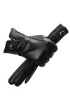 Gants tendance en peau de mouton sensible, gants en cuir noir pour femmes, gants dhiver pour écrans tactiles standard 8,5