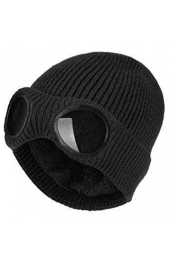 Vertvie Unisex Bonnet Tricoté Chapeau dhiver Chaud Casquettes de Sport avec Lunettes Beanie Bonnet de Ski Stretchy Bonnet Pr
