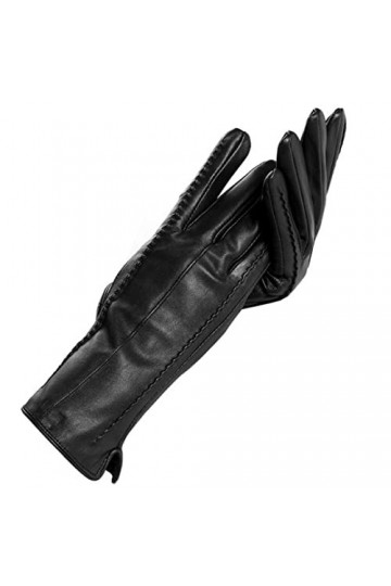 Gants en cuir blanc pour femme - Doublure en coton - Chauds - Tendance - Pour lhiver