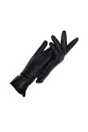 Gants dhiver en cuir véritable pour femme - Douces et chaudes - Doublées - Noir - Taille 8