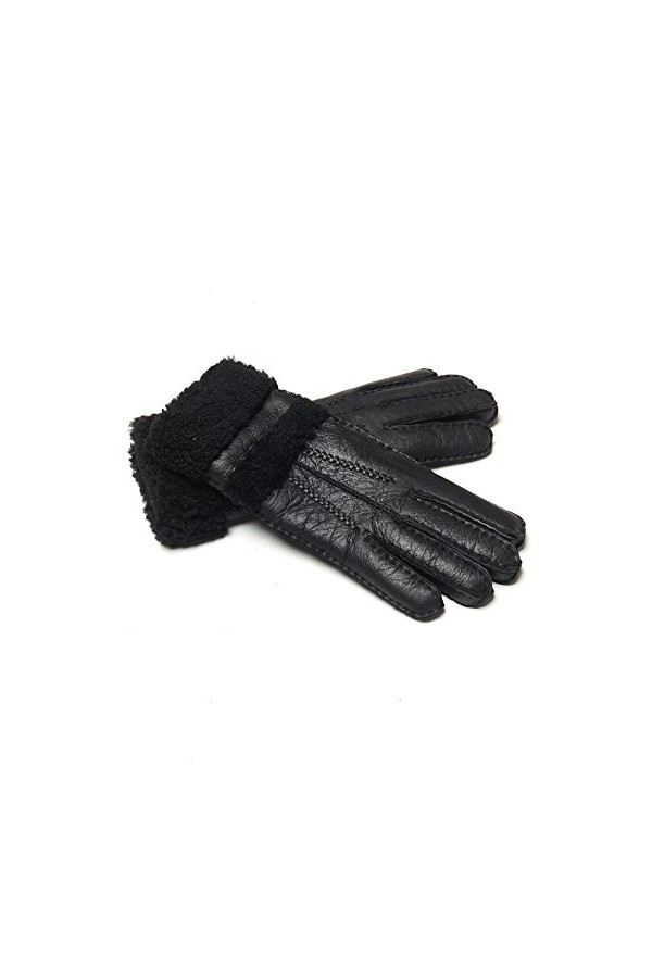 YISEVEN Femme Hiver Nouveau Gants en Cuir Peau de Mouton Chaud Épais Fourrure en Laine Doublure En Velours Thermique Poignet 