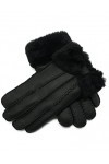 YISEVEN Femme Hiver Nouveau Gants en Cuir Peau de Mouton Cousu Chaud Épais Doublure en Fourrure en Laine Thermique Poignet av