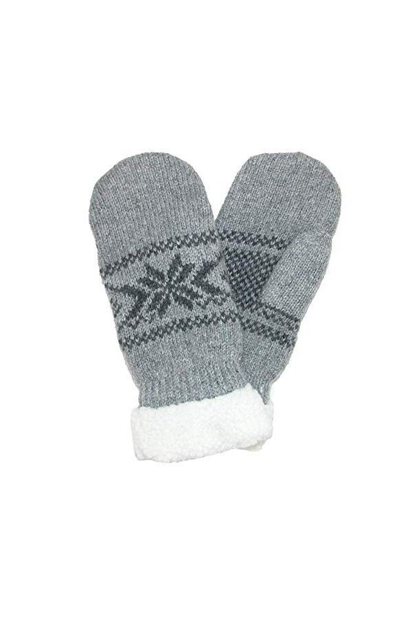 Grand Sierra Moufles en laine flocon de neige pour femme - Gris - Medium