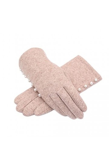 Gants dhiver pour femme en laine tricotée avec perles et intérieur épais