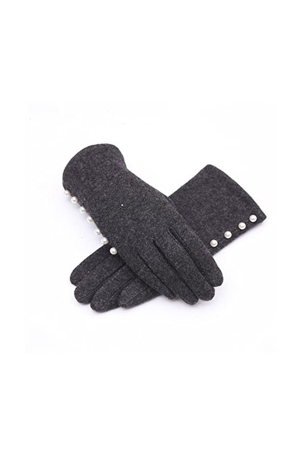 Gants dhiver pour femme en laine tricotée avec perles et intérieur épais