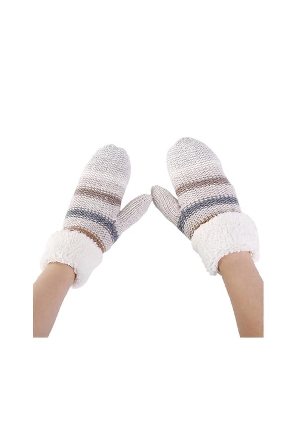 ERICAT Gants dhiver for femmes, mitaines tricotées épaisses et chaudes Color : Beige, Size : 1 Size 