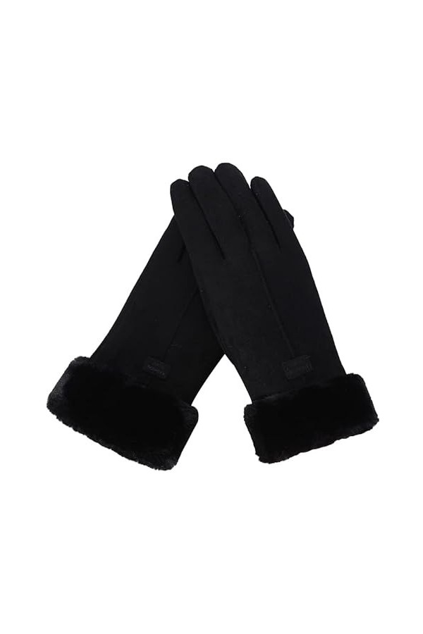 Gants dhiver pour Dames, Gants dhiver en Daim à écran Tactile Doux et Chaud de Couleur Unie avec Doublure en Polaire Confor