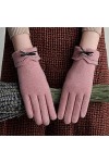 Gants dhiver pour femme en laine cachemire épais avec nœud à lintérieur