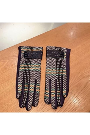 Focisa Gants Gloves Moufles Hiver Homme Femme Gants À Écran Tactile Gants De Mode Dames À Carreaux Plus Épaississement De Vel