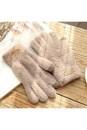 Gants Gloves Moufles Hiver Homme Femme Gants Tricotés Chaud Épaissir Écran Tactile Ensemble Mitaines Solides Téléphone Portab