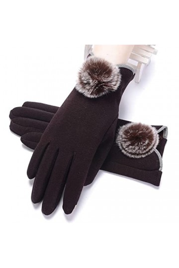 Gants Gloves Moufles Hiver Homme Femme Mode Dames Fourrure Boule Dentelle Écran Tactile Chaud Gants DÉquitation Femmes Coton