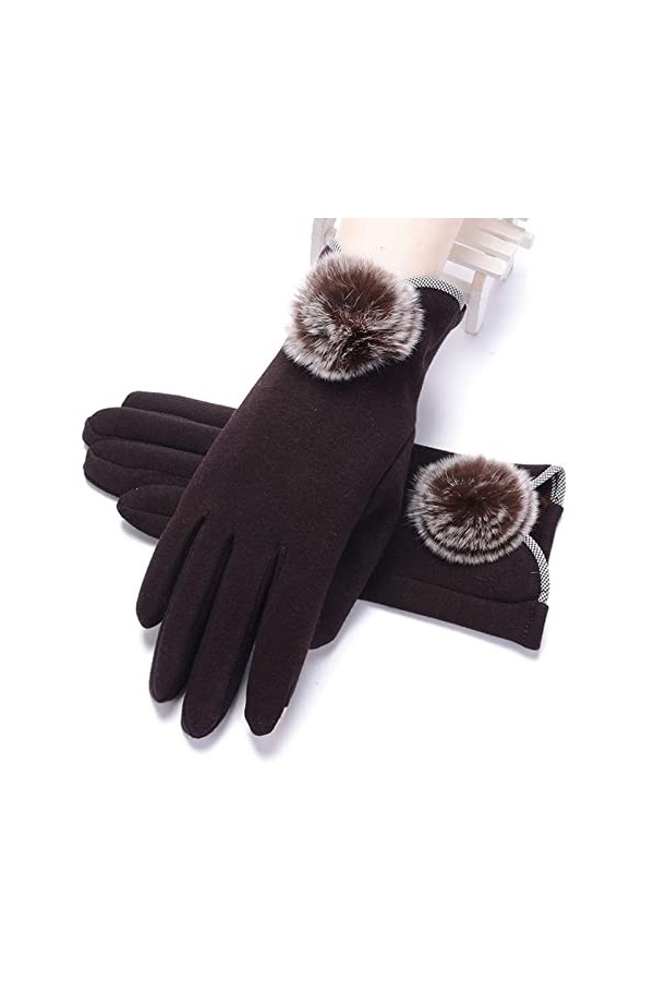 Gants Gloves Moufles Hiver Homme Femme Mode Dames Fourrure Boule Dentelle Écran Tactile Chaud Gants DÉquitation Femmes Coton