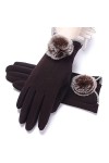 Gants Gloves Moufles Hiver Homme Femme Mode Dames Fourrure Boule Dentelle Écran Tactile Chaud Gants DÉquitation Femmes Coton