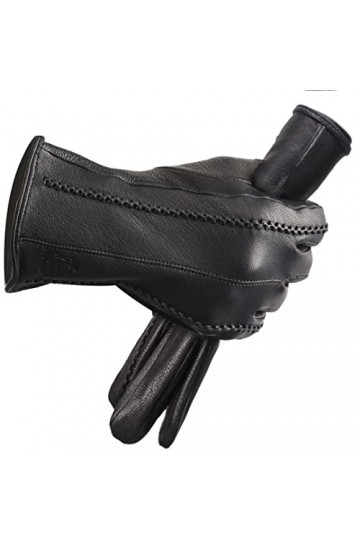 Gants dhiver en cuir véritable noir pour femmes, garde au chaud, moufles dhiver pour femmes, gants en cuir de cerf simple p